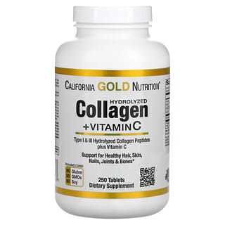 California Gold Nutrition, Peptides de collagène hydrolysé + Vitamine C, Type I et III, 250 comprimés