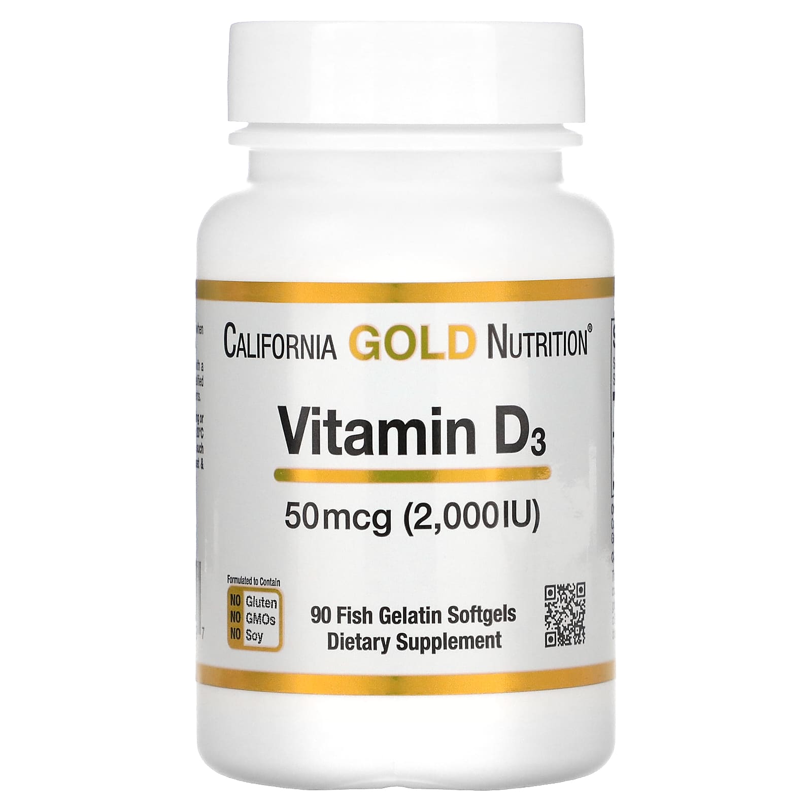 Заказать California Gold Nutrition, витамин D3, 50 мкг (2000 МЕ), 90 рыбно-желатиновых капсул