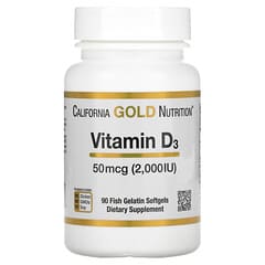 California Gold Nutrition, 비타민D3, 50mcg(2,000IU), 피쉬 젤라틴 소프트젤 90정