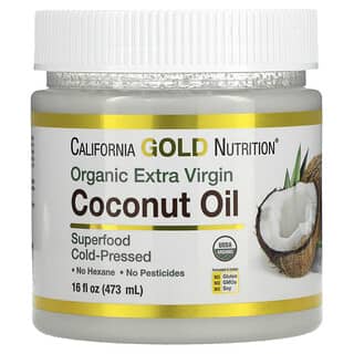 California Gold Nutrition, SUPERCIBI - Olio di cocco vergine biologico spremuto a freddo, 473 ml