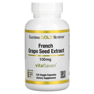 California Gold Nutrition, VitaFlavan, экстракт косточек французского винограда, полифенольный антиоксидант, 100 мг, 120 растительных капсул