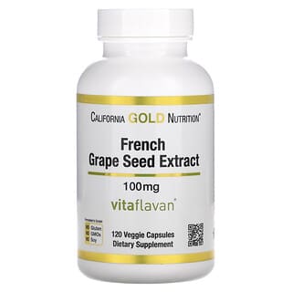 California Gold Nutrition, Extracto de semilla de uva francesa, Vitaflavan, Polifenol antioxidante, 100 mg, 120 cápsulas vegetales