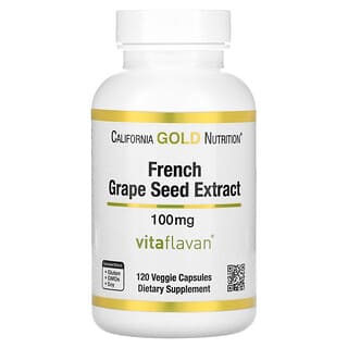 California Gold Nutrition, Extrato da Semente de Uva Francesa, VitaFlavan, Polifenol Antioxidante, 100 mg, 120 Cápsulas Vegetais