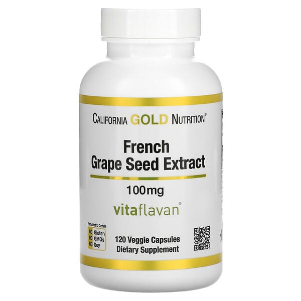 California Gold Nutrition, French Grape Seed Extract, VitaFlavan, 100 mg, 120 Veggie Capsules