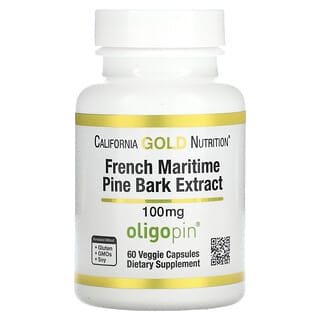 California Gold Nutrition, Extrato da Casca de Pinheiro-Marítimo Francês, Oligopin, 100 mg, 60 Cápsulas Vegetais