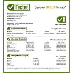 California Gold Nutrition, ビタミンD3グミ、ゼラチン・グルテン不使用、ミックスベリー＆フルーツ味、25mcg（1,000 IU）、90粒