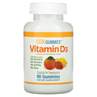 California Gold Nutrition, Vitamin D3 Gummies, Vitamin-D3-Fruchtgummis, ohne Gelatine, ohne Gluten, Beerenmischung und Fruchtgeschmack, 25 mcg, (1.000 IU), 90 Fruchtgummis