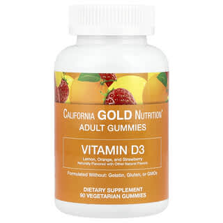 California Gold Nutrition, Gomas de Vitamina D3, Limão, Laranja e Morango, 2.000 UI, 90 Gomas (1.000 UI por Goma)