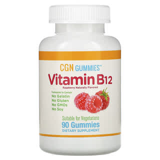 California Gold Nutrition, витамин B12, со вкусом малины, 90 жевательных мармеладок
