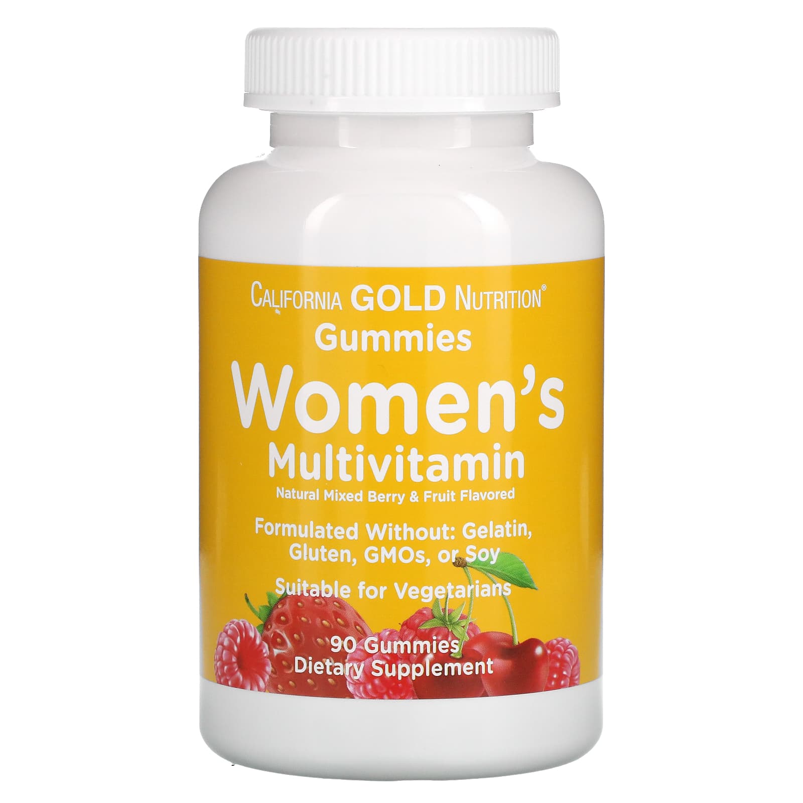 California Gold Nutrition, 女性用マルチビタミングミ、ゼラチンおよびグルテン無添加、ミックスベリー＆