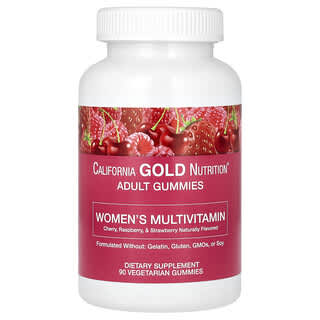 California Gold Nutrition, Gomitas multivitamínicas para mujeres, Cereza, fresa y frambuesa, 90 gomitas