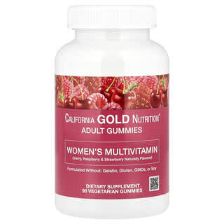 California Gold Nutrition, Women’s Multivitamin Gummies, Cherry, Strawberry, and Raspberry, 90 Gummies