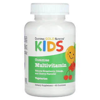 California Gold Nutrition, Gomitas multivitamínicas para niños, Sin gelatina, Sabor a bayas mixtas y frutas, 60 gomitas
