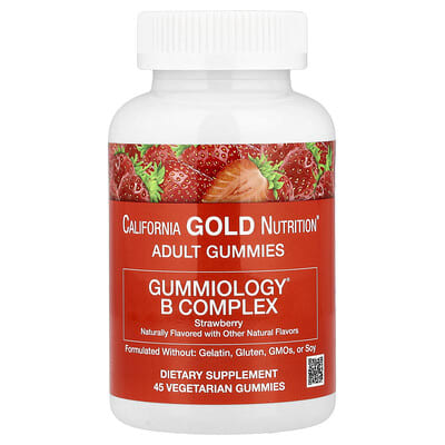 California Gold Nutrition, Gummiology® B Complex Gummies with Vitamins B6 and B12, Folate, and Biotin, Strawberry, 45 Vegetarian Gummies California Gold Nutrition, Gummiology® B Complex Gummies with Vitamins B6 and B12, Folate, and Biotin, Strawberry, 45 Vegetarian Gummies