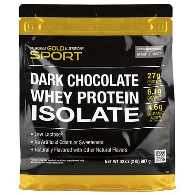 California Gold Nutrition, Sport, Whey Protein Isolate, Dark Chocolate, 2 lb (907 g) California Gold Nutrition, Sport, Whey Protein Isolate, Dark Chocolate, 2 lb (907 g)