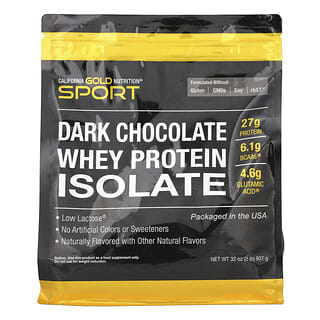 California Gold Nutrition, Sport, Aislado de proteína de suero de leche con sabor a chocolate negro, 907 g (2 lb)