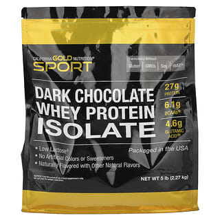 California Gold Nutrition, Sport, Isolat de protéines de lactosérum au chocolat noir, 2,27 kg