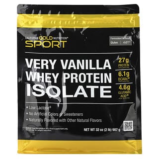 California Gold Nutrition, Sport, Isolado de Whey Protein com Açúcar de Cana Orgânica e Lecitina de Girassol, Sabor Baunilha Intenso, 907 g (2 lb)
