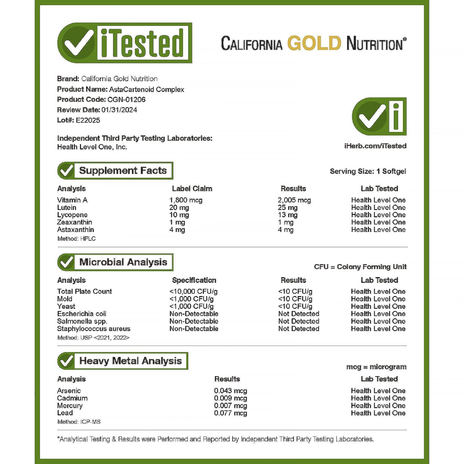 California Gold Nutrition, AstaCarotenoid 複合物素食軟膠囊，含葉黃素、番茄紅素、蝦青素和維他命 A，30 粒