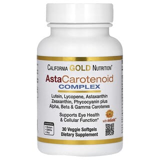 California Gold Nutrition, Complejo AstaCarotenoid, Complejo con luteína, licopeno, astaxantina, 30 cápsulas blandas vegetales