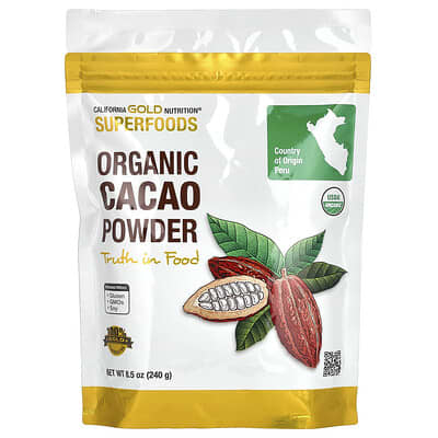 California Gold Nutrition, Superfoods, Organic Cacao Powder, 8.5 oz (240 g)