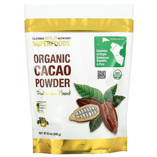California Gold Nutrition, SUPERFOODS, Poudre de cacao biologique, 240 g
