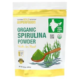 California Gold Nutrition, Superalimentos, Polvo de espirulina orgánica, 240 g (8,5 oz)