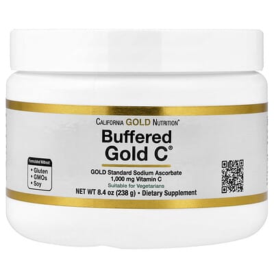 California Gold Nutrition, Buffered Gold C&reg;, Non-Acidic Vitamin C Powder, Sodium Ascorbate, 8.4 oz (238 g)