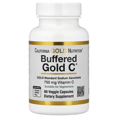 California Gold Nutrition, Buffered Gold C&reg;, GOLD Standard Sodium Ascorbate (Vitamin C), 60 Veggie Capsules