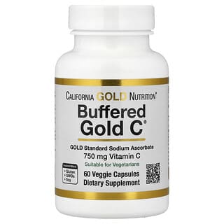 California Gold Nutrition, Puskuroitu Gold C®, GOLD-standardi natriumaskorbaatti (C-vitamiini), 60 kasviskapselia