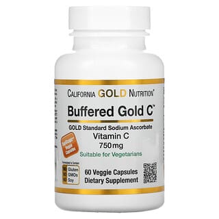 California Gold Nutrition, Buffered Gold C（バッファードゴールドC）、ゴールドスタンダードのアスコルビン酸ナトリウム（ビタミンC）、750mg、ベジカプセル60粒