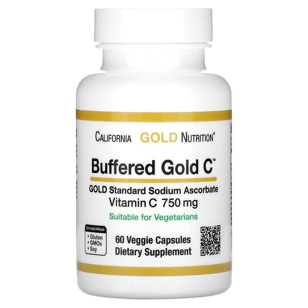 California Gold Nutrition, Buffered Gold C，金標準抗壞血酸鈉（維生素 C）, 750 毫克，60 粒素食膠囊