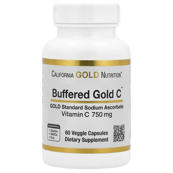 California Gold Nutrition, Buffered Gold C，金標準抗壞血酸鈉（維生素 C），60 粒素食膠囊