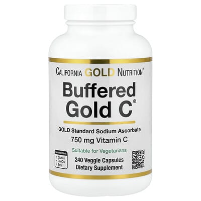 California Gold Nutrition, Buffered Gold C&reg;, GOLD Standard Sodium Ascorbate (Vitamin C), 240 Veggie Capsules
