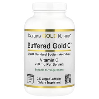 California Gold Nutrition, Buffered Gold C™, ascorbato di sodio (vitamina C) GOLD Standard, 750 mg, 240 capsule vegetali