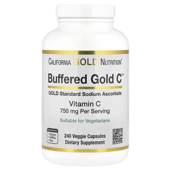 California Gold Nutrition, Buffered Gold C™，金標準抗壞血酸鈉（維生素 C），240 粒素食膠囊