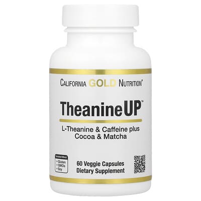 California Gold Nutrition, TheanineUP™, L-Theanine & Caffeine + Cocoa & Matcha, 60 Vegetarian Capsules