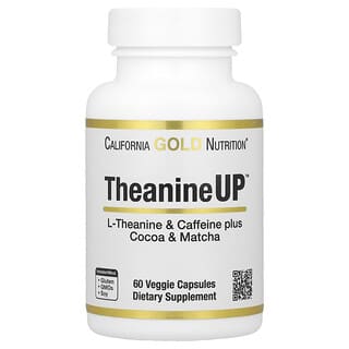 California Gold Nutrition, TheanineUP, Concentración y energía, L-teanina y cafeína, 60 cápsulas vegetales