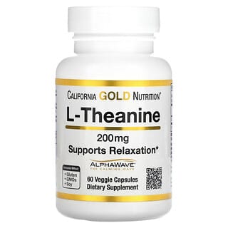 California Gold Nutrition, L-théanine, AlphaWave, Soutien pour la relaxation, Concentration et calme, 200 mg, 60 capsules végétariennes