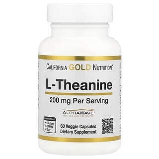 California Gold Nutrition, L-teanina, com AlphaWave®, 200 mg, 60 Cápsulas Vegetais