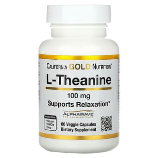 California Gold Nutrition, L-Theanine, Featuring AlphaWave, 100 mg, 60 Veggie Capsules