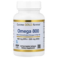 زيت سمك أوميجا 800 فائق التركيز الغني بأوميجا-3، أحد أشكال الدهون الثلاثية المستخلصة بتقنية kd-pur®‎،‏ 30 كبسولة هلامية من جيلاتين السمك (1,000 ملجم لكل كبسولة هلامية)