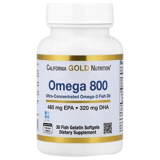 California Gold Nutrition, Omega 800 超濃縮 Omega-3 魚油，KD-Pur® 甘油三酯形式，30 粒魚明膠軟膠囊（每粒軟膠囊 1,000 毫克）