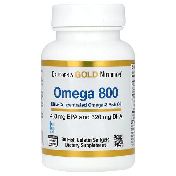 California Gold Nutrition, Omega 800 醫級魚油，KD-Pur 甘油三酯形式，1,000 毫克，30 粒魚明膠軟凝膠