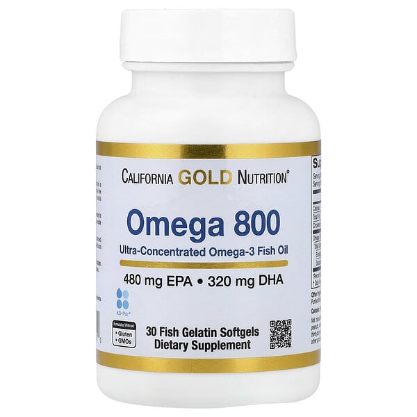 California Gold Nutrition, Omega 800 超濃縮 Omega-3 魚油，KD-Pur® 甘油三酯形式，30 粒魚明膠軟膠囊（每粒軟膠囊 1,000 毫克）