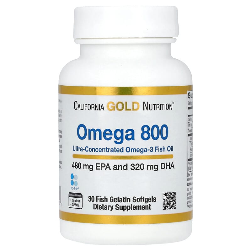 Omega 800 Pharmaceutical Grade Fish Oil 80 EPA DHA Triglyceride Form 1 000 mg 30 Fish Gelatin Softgels