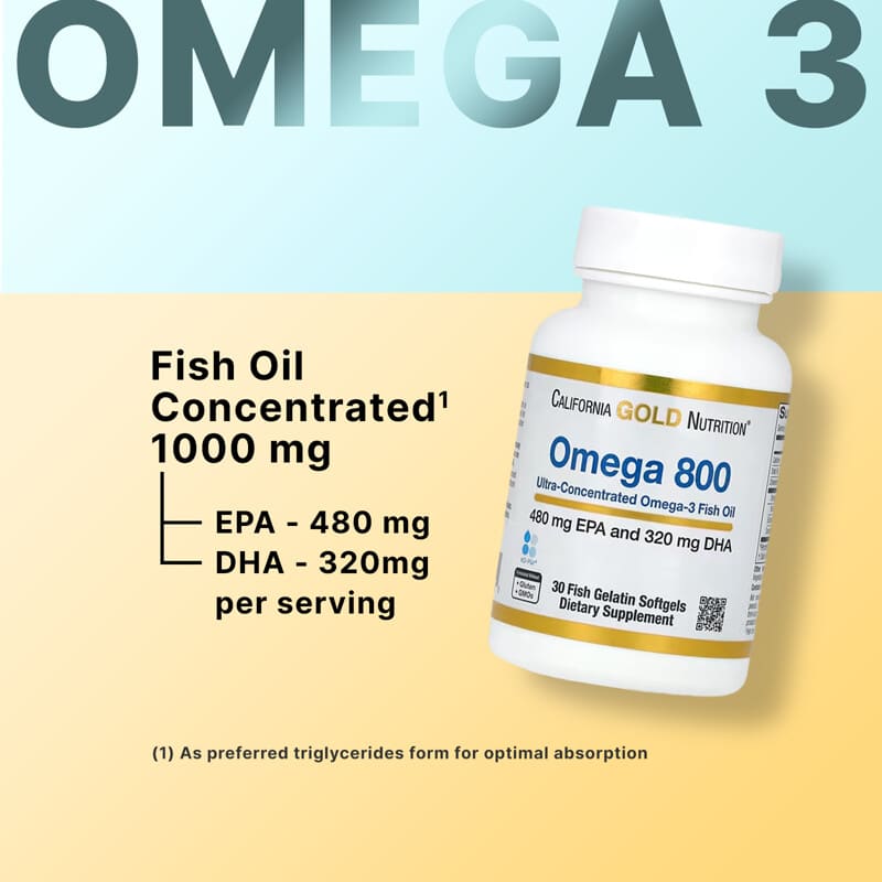 Omega 800 Ultra-Concentrated Omega-3 Fish Oil, kd-pur Triglyceride Form,  1,000 mg, 30 Fish