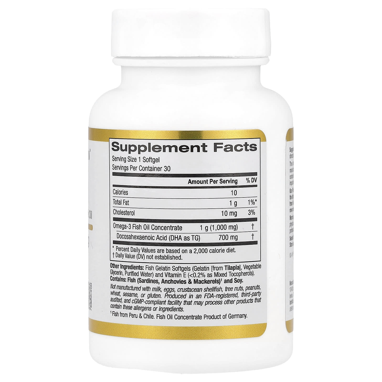 California Gold Nutrition, DHA700 魚油，超濃縮，1,000 毫克，30 粒魚明膠軟凝膠