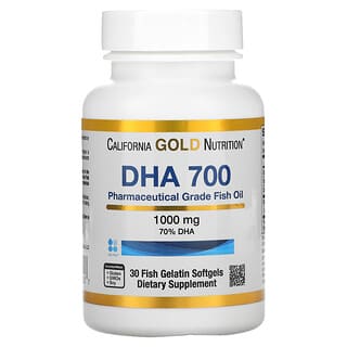 California Gold Nutrition, Óleo de Peixe DHA 700, Classe Farmacêutica, 1.000 mg, 30 Softgels de Gelatina de Peixe