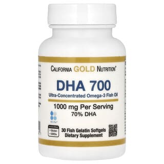 California Gold Nutrition, Huile de poisson DHA 700, Qualité pharmaceutique, 1000 mg, 30 capsules à enveloppe molle à base de gélatine de poisson